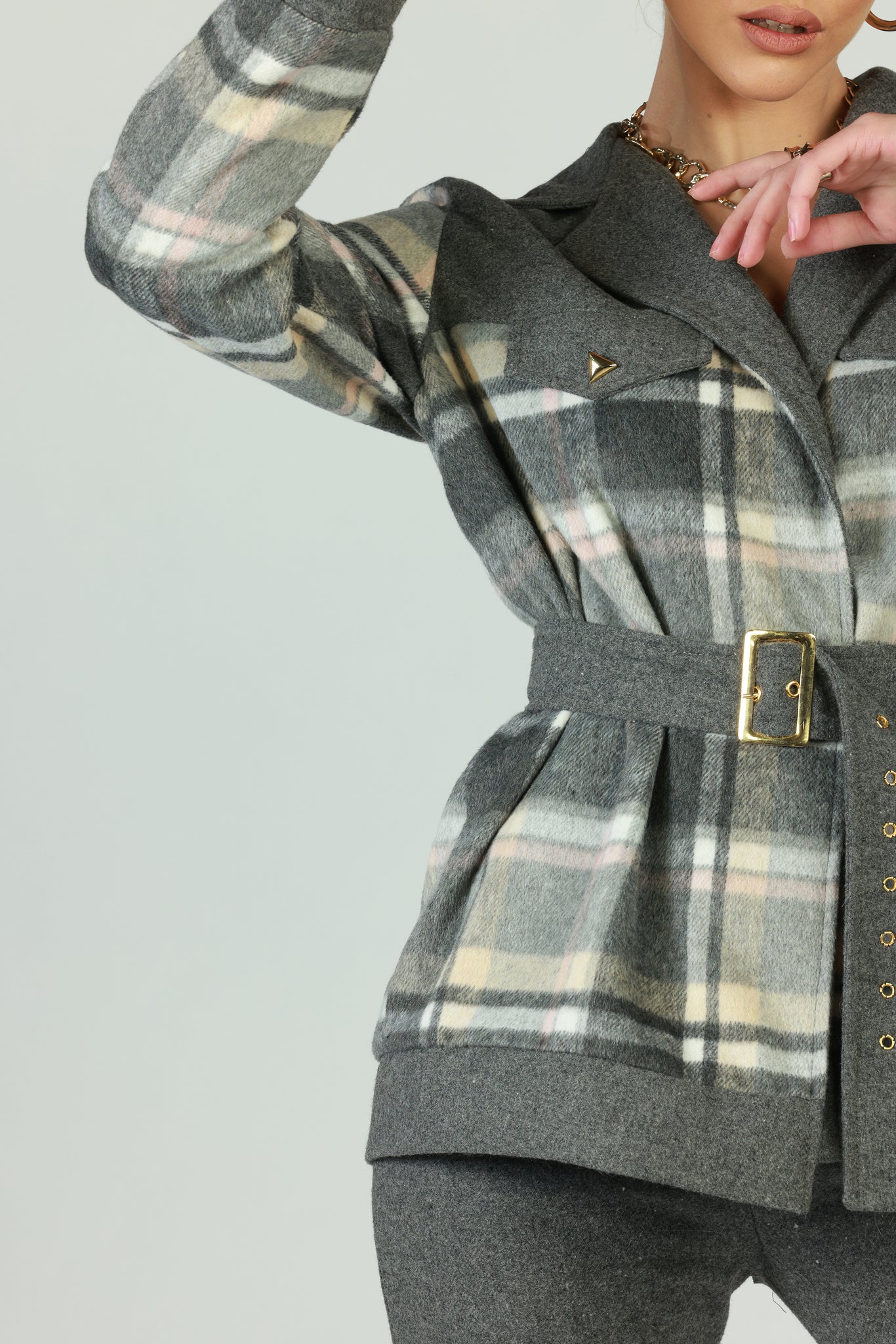 Oversized jacket with belt