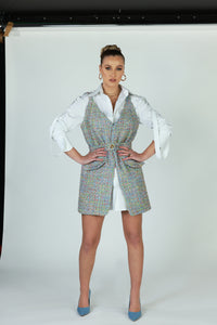Mini tweed vest dress