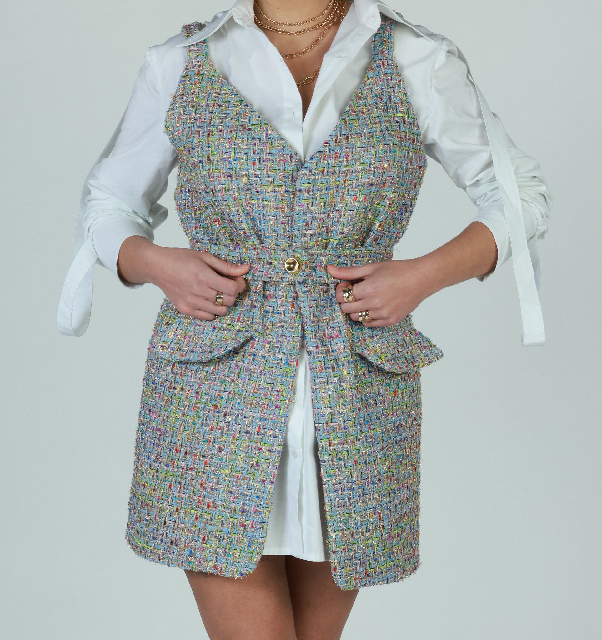 Mini tweed vest dress