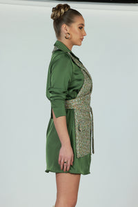 Overlapped tweed vest
